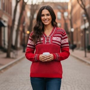 Liz Claiborne cotton fair isle sweater s